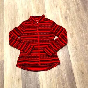 Red and navy blue Merona fleece jacket with pockets